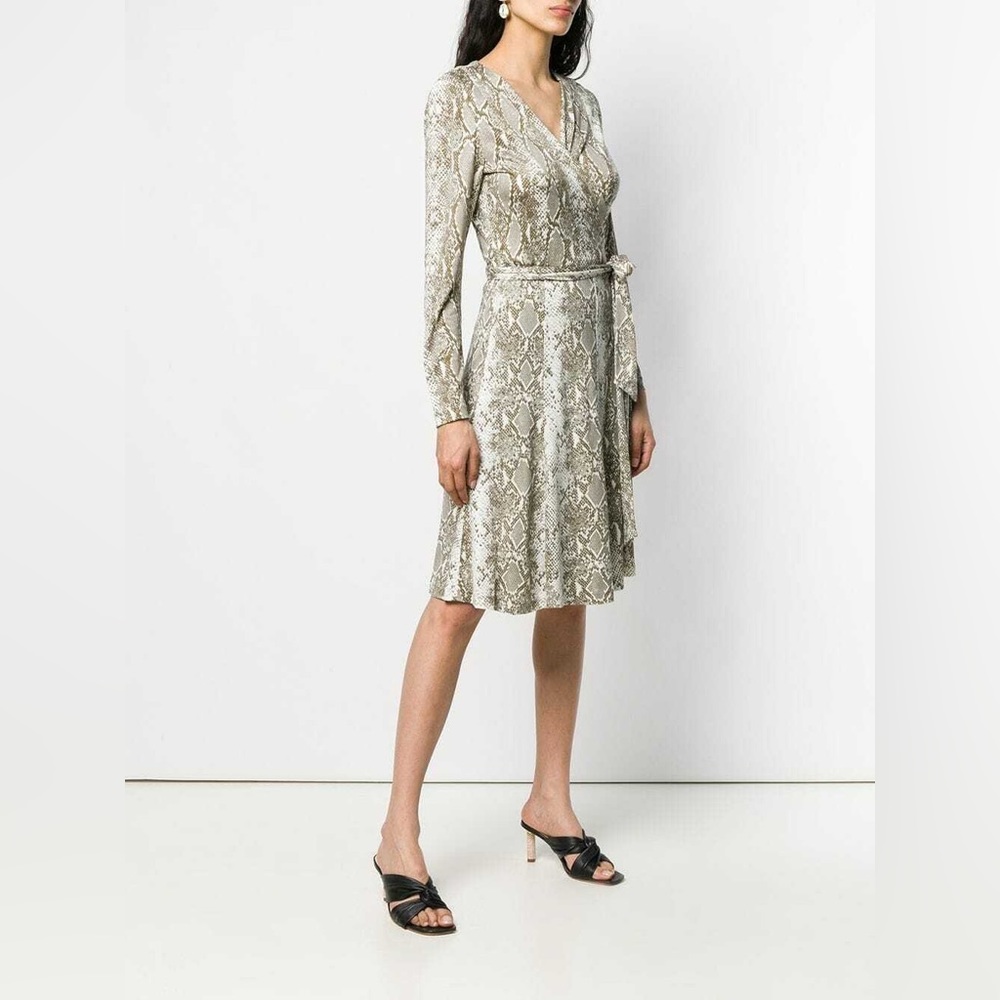 NWT $598 Diane Von Furstenberg Olive Python Elowen Wrap Dress
